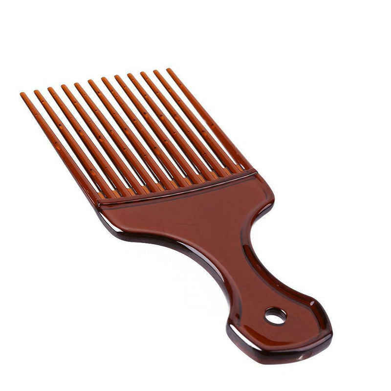 Wide Teeth Afro Hair Fork Comb Unisex Hairstyle Curly Insert Brush (Brown) A