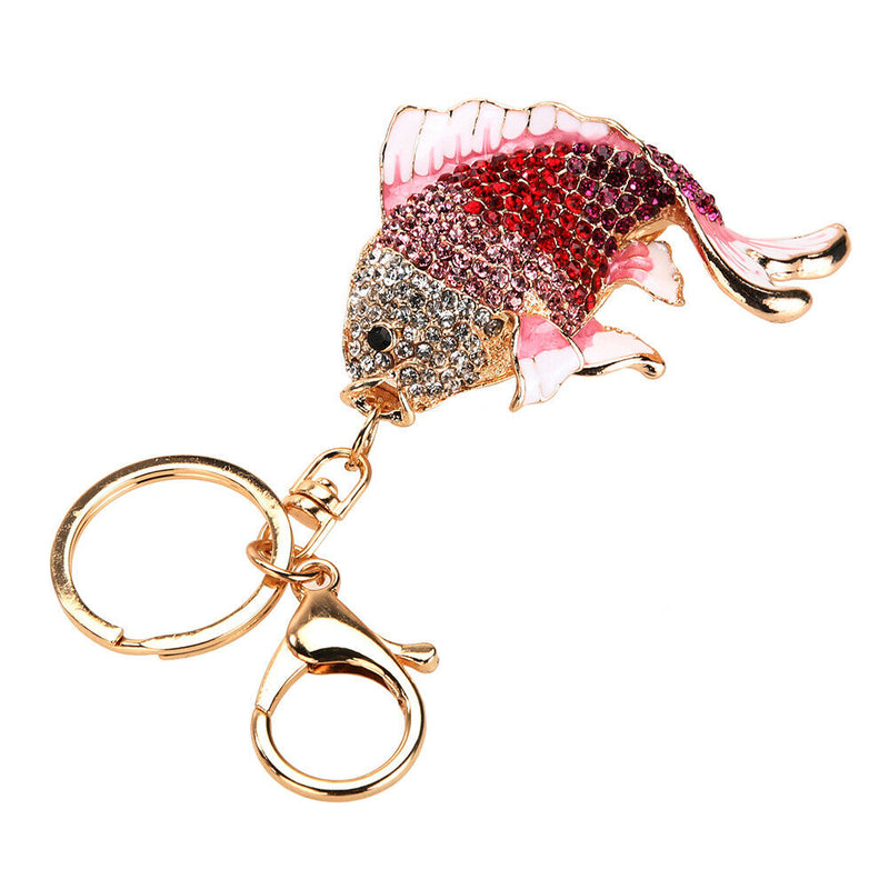 Exquisite Crystal Fish Keychains Holder Goldfish Purse Bag Pendant Keyrings