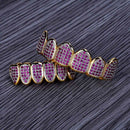 Full Rhinestone Metal Hip Hop Braces 6 Top & Bottom Grill Teeth Grills Set