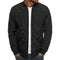 Men Long Sleeve Diamond Stand Collar Winter Padded Jacket (Black L) A#S