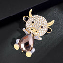Fashion Enamel Cow Cartoon Crystal Brooch Pins Collar Badge Causal Party JeSEAU