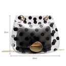 2pcs/set Dot Print Clear Shoulder Handbags Women Crossbody Clutch (Black) A