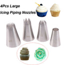 4Pc Large Icing Piping Nozzles Russian Pastry Tips Baking Tool Cake Decor Set JR
