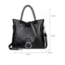 Women Large Capacity Shoulder Bags Leather Retro Messenger Handbag (Black)