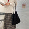Fashion Corduroy Handbag Chain Totes Lady Shoulder Shopping Bag (Black)