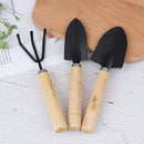 3Pcs/set Mini Garden Tool Sets Shovel Rake Spade Bonsai Tools Set Wooden Han Gw