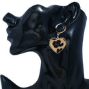Imitation Heart Geometric Leopard Drop Earrings For Women Statement Trend J