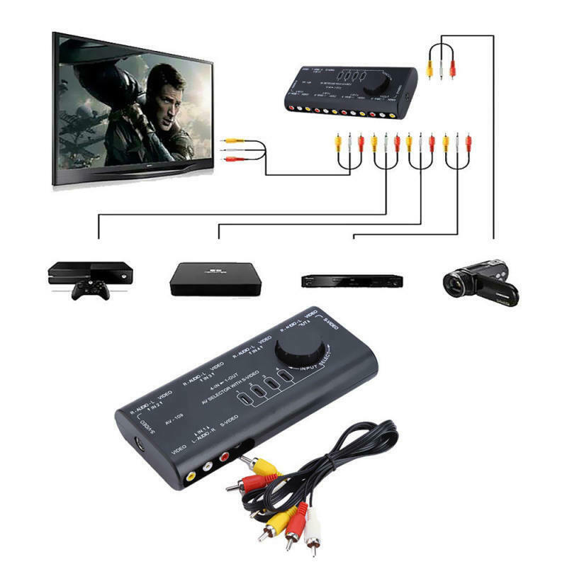 4 in 1 AV Audio S-Video Signal Switcher Splitter Selector Out RCA Switch B RAE