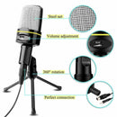 Condenser Microphone Tripod Desktop Audio Recording Computer PC Phone Mic Black