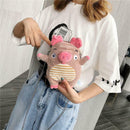 Women Cute Plush Pig Crossbody Bags Ladies Lovely Chain Shoulder Messenger Bags