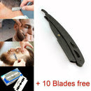 Barber Cut Throat Straight Salon Shaving Razor Shave Rasoirs + 10 Blades