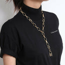 Fashion Women Hollow Out Geometry Lock Pendant Necklace Choker Jewelry Access-OZ