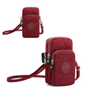 Women Nylon Messenger Bag Arm Pack Sports Mobile Phone Pouch (Wine Red)