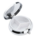 Round Compact 3 Compartment Medicine Case, Pill Box for Pocket or Purse with