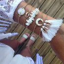 5pcs Boho Bracelet Tassel Shell Stone Pendant Bangles Women Beach Jewelry A
