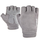 Winter Suede Fingerless-Gloves for Men Half Finger Convertible Mittens Glov