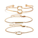 3 Pcs/set Women's Fashion Punk Bracelet Simple Double Knot Loop Metal Chain