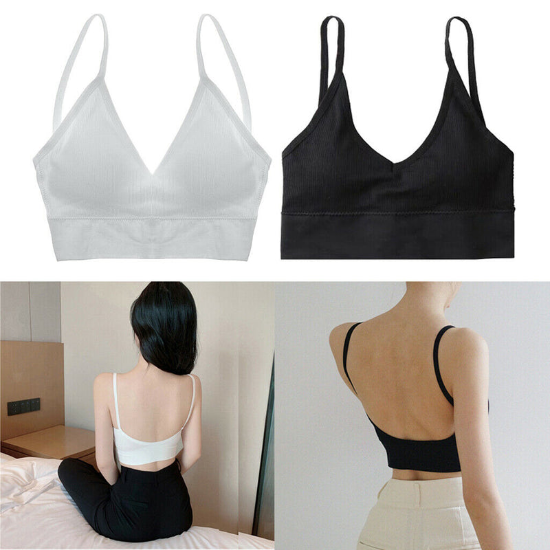 2x Bustier Crop Top Bralette Women Padded Bra Women Sports Bra Soft Spaghetti