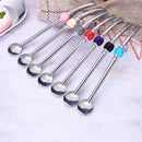 Stainless Steel Yerba Mate Straw Spoon Bombilla Tea Strainer Colander-Yellow
