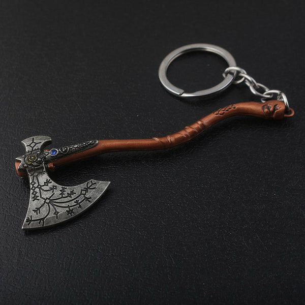 God of War 4 Leviathan Key Chain Metal Keyrings Kratos Guardian Axe Shape