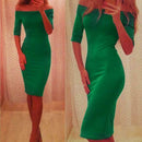 Sexy Women Off Shouder Bodycon Party Evening Cocktail Pencil Dress Green M A