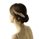 WomenGold Alloy Long Leaves Vine Hair Comb Wedding Bridal Hair Jewelry
