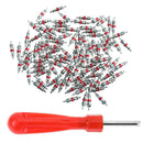 100pcs Car Tire A/C Air Conditioning Schrader Valve Cores w/ Remover Wrench