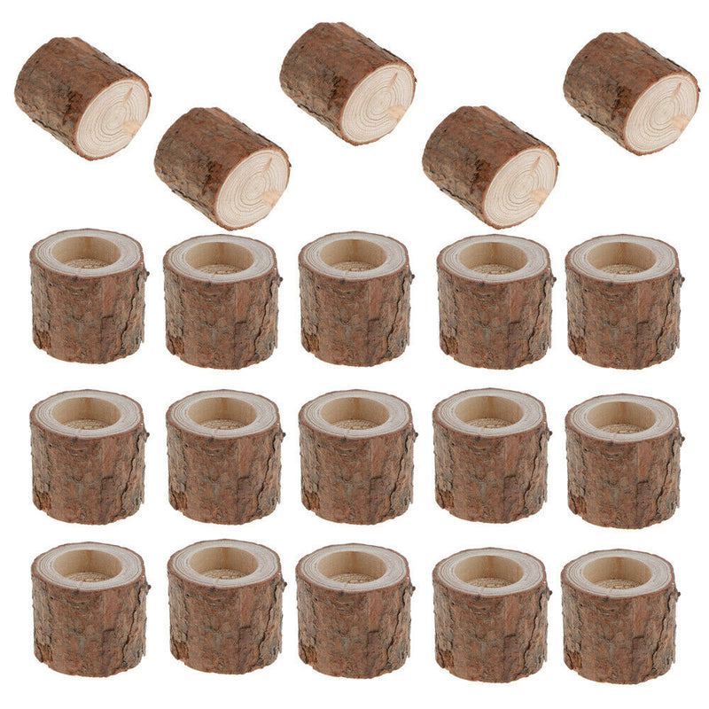 MagiDeal 20X Wood Candle  Wooden Planter Flower Pot For Home Decoration