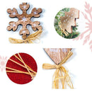 1 Set 10 Pcs Printing Wooden Christmas House Tree Star Shape Pendants Plugi B6U6