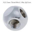Brass G1/4 inner thread metal 3-way spiltter PC water cooling tube connector BX