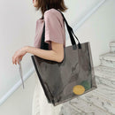 Clear Women Handbag Transparent Shoulder Bag Large Shopping Totes (Black)