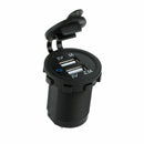 12V/24V 3.1A Car Cigarette Lighter Socket Dual USB Charger Adapter LED Voltmeter