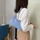 Retro Alligator PU Leather Handbag Women Casual Totes Shoulder Bag (Blue)