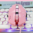 X500 Wired LED Light 6 Button 3200 DPI Optical Usb Gaming Mouse for PC -Pink