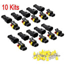 10 Kits 2Pin Way Sealed Waterproof Electrical Wire Connector Plug Car Auto 3c