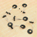 100Pc Black 6 in 1 Cylinder Shaped Float Stop Fishing Sinker Bobber Stopper