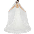 One Layer Tulle 3 Meters Long Wedding Veil Bridal Veils White Lace Edge wit