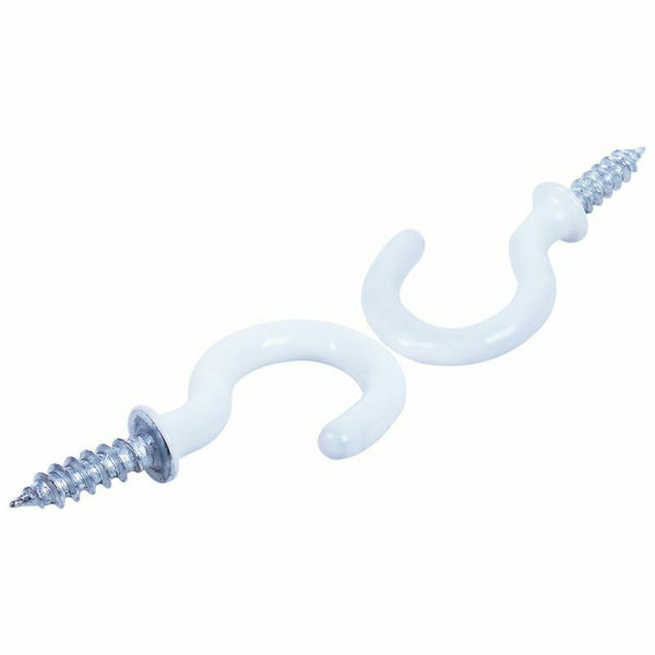 1.1 inchCup Mug Hooks Shouldered Metal Screw-in plastic coated Hanging whti R3Y4