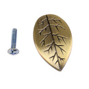 2 Pieces Leaf Shape Metal Door Pull Wardrobe Drawers Closet Knob W/ Screws