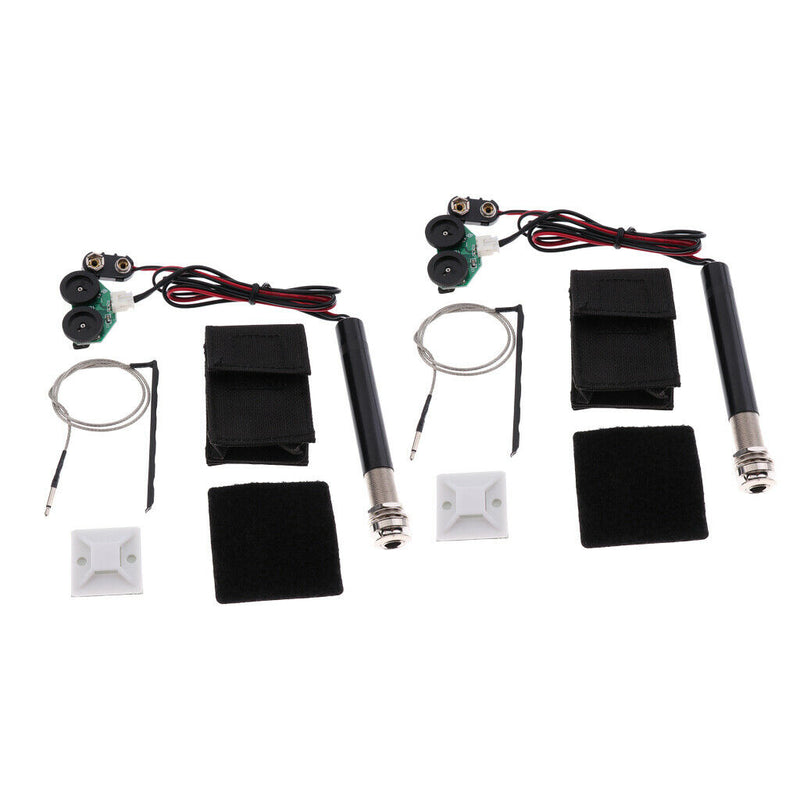 2 Kit EQ Active Endpin Jack Preamp Piezo Pickup For Acoustic Guitars Ukulele
