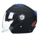 Flip Up Motorcycle Helmets Dual Visor Sun Shield Open Face Helmet Black
