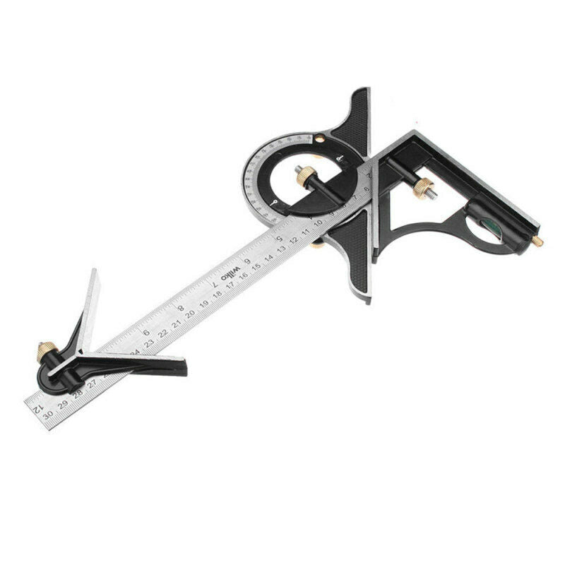 Square Angle Metric Ruler Combination Steel Woodworking Adjustable Level G UFD