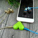 1Pc mini cute heart-shaped 3.5mm double jack adapter to earphone connector A JR