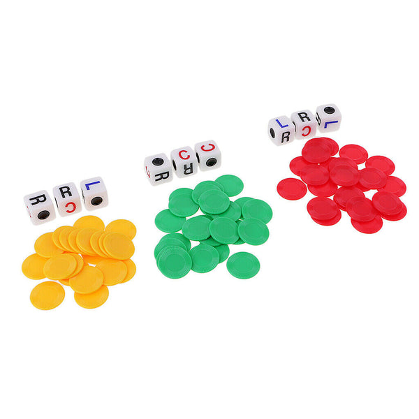 3 Pieces Plastic Dice with Casino Poker Chip Set for Children Kids Christmas