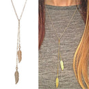 NewWomen Fashion Long Chain Necklace Chic Leaf Feather Tassel Pendant NecklacME