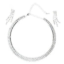 Necklace and Earrings rhinestone of 3 ranks for bride