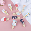 10pc/lot lucky cat wooden clip with fine twine mini clip, craft decorative cl_
