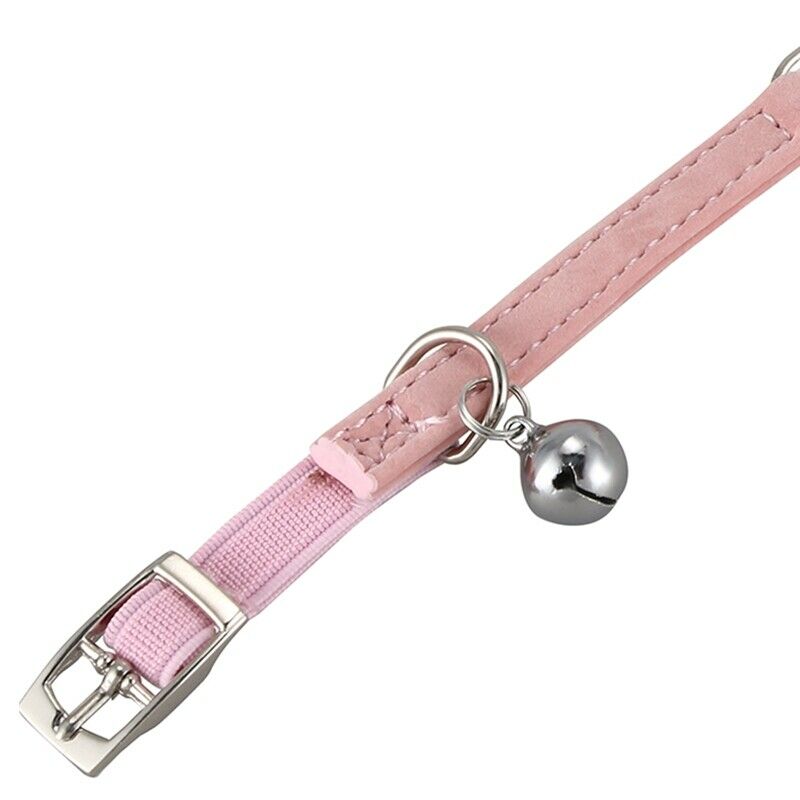 Heart charm and bell cat collar safety elastic adjustable with soft velvet  J7V2