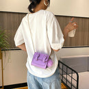 Women Chain Crossbody Bag PU Female Mini Pompom Shoulder Handbags (Purple)