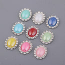 10Pc 20x15mm Oval Rhinestone Flatback Buttons Diamante Dome Cabochon Gem DIY
